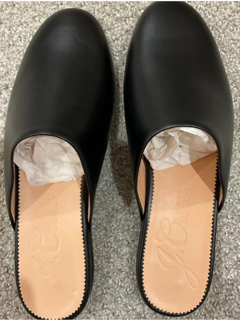 NIB J.Crew Slip-on Mules Black Leather Women Sz 7